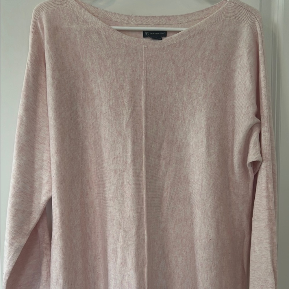 New Directions Pink Long Sleeve Relaxed Lightweight Sweater - Picture 3 of 5